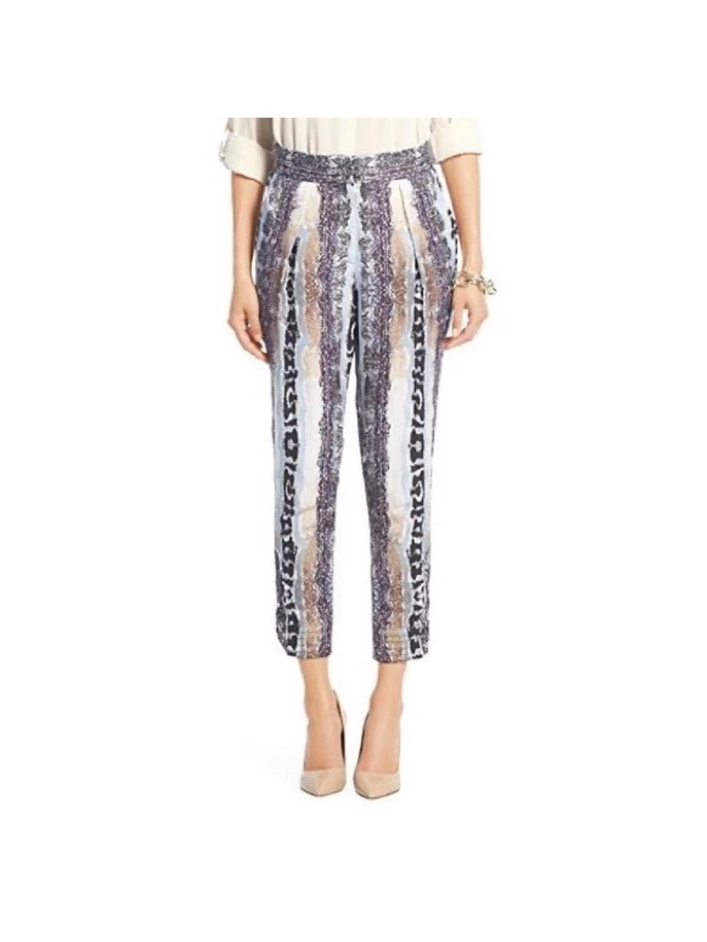 Diane Von Furstenberg Women's Atlas Slouchy Silk Pants Oasis Snake Print